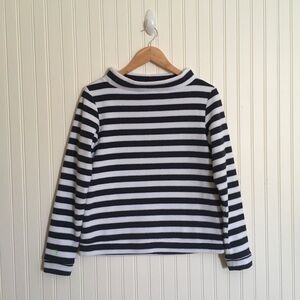 Dudley Stephens Brighton Boatneck fleece top navy blue white stripe sz small EUC